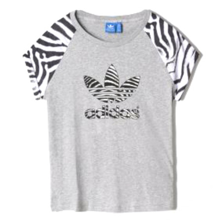 Adidas Original Camiseta Mujer Trefoil Logo Zebra (gris/negro/blanco)