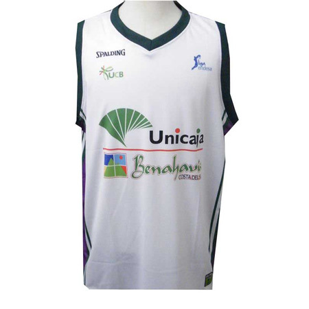 Camiseta Unicaja Málaga ACB 2ª Equipación 2014/15 (blanco/verde/morado)