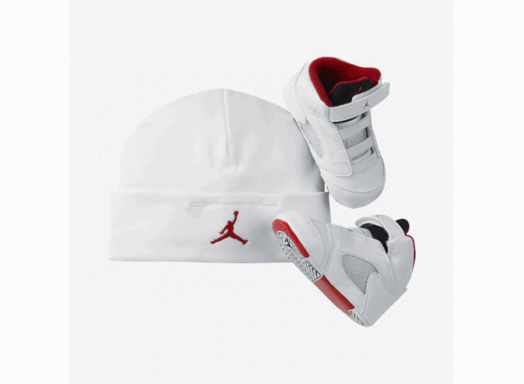 Jordan 5 Retro Bebé (120/blanco/rojo)