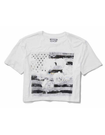 Converse Camiseta Mujer Roses Flag Crop (blanco)