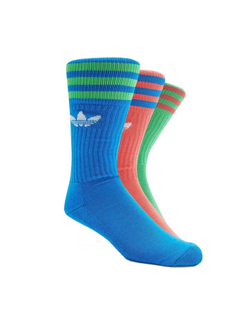 Adidas Originals Calcetines Classic Solid Crew 3PP (azul/lima/rojo solar)