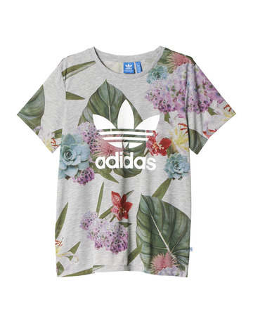 Adidas Originals Mujer Camiseta Boyfriend Trefoil Floral (gris/multicolor)