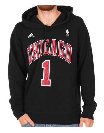 Adidas Sudadera NBA Game Time Player Bulls Rose Nº 1 negro/rojo)