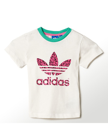 Adidas Original Camiseta Bebé Cheetah Trefoil (blanco/cream/rosa/turquesa)