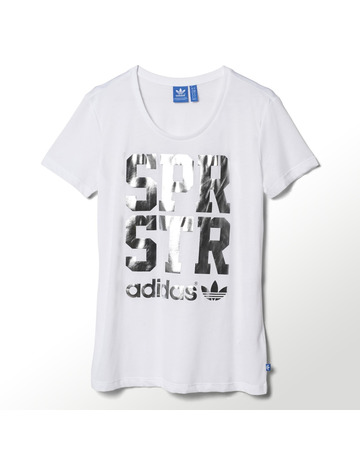 Adidas Originals Camiseta Mujer Big Letter Superstar (blanco/plata)