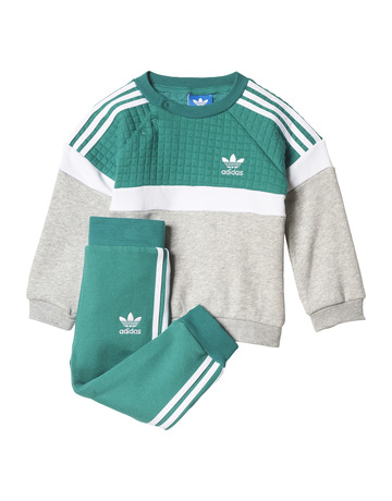 Adidas Originals Trefoil Fleece Crew TrackSuit Infants (Sub Green /White/Medium Grey)