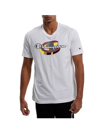 Champion Basketball Legacy Script Logo Spray Neon Tee "White"