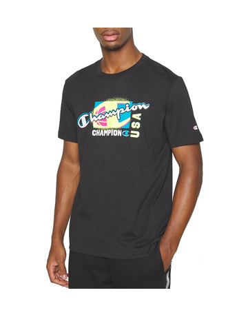 Champion Basketball Legacy Script Logo Spray Neon Tee "Black"