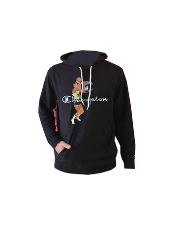 Champion Basketball Vintage Script Logo Hooded Sweatshirt "Black"