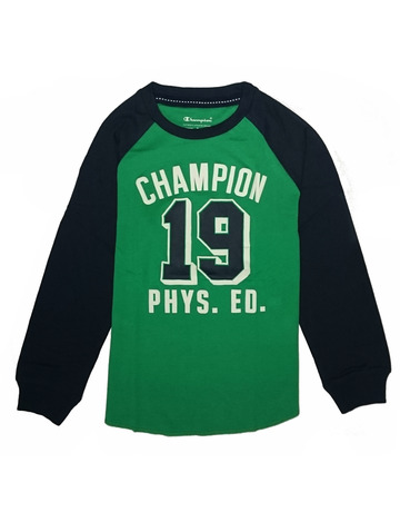 Champion Camiseta Niño M/L Atlhletic Logo Crewneck T-Shirt  (verde)