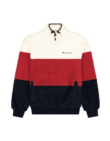 Champion Legacy Sherpa Graduated Panelled Half Z-Up Fleece Sweatshirt "Navy-Red"