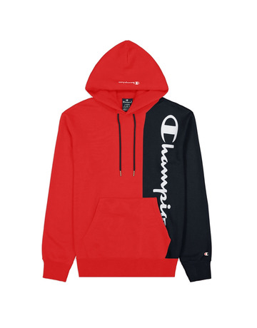 Champion Legacy Spliced Script Logo Print Hoodie "Red"