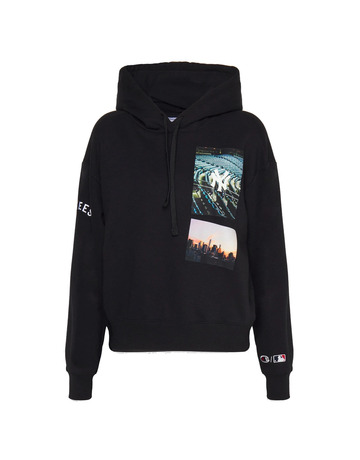 Champion MLB Rochester Autenthic N.Y Yankees Print Logo Crop Hoodie "Black"