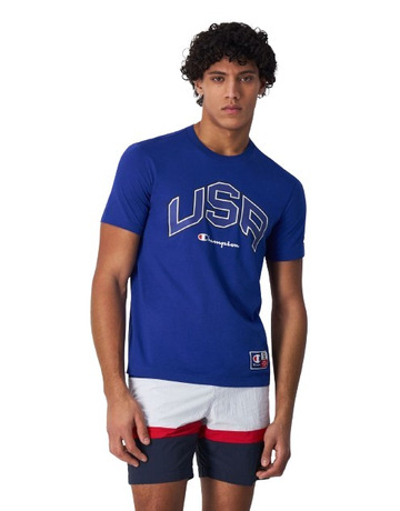 Champion Sport Lifestyle Basketball USA Logo Comfort Fit T-Shirt "Nautical Blue"
