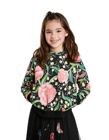 Desigual Girls Flower Hooded Sweatshirt