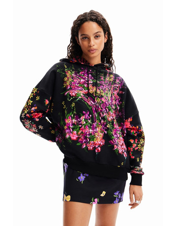 Desigual Oversize Floral Hoodie "Black"