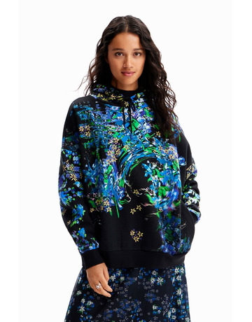Desigual Oversize Floral Hoodie "Royal"