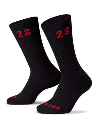 Jordan Essentials Crew Socks (3 Pairs) "Black-Gym Red"