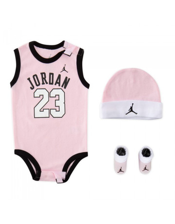 Jordan Infants J23 Jersey/hat/bodysuit/bootie 3 Piece Set "Pink"