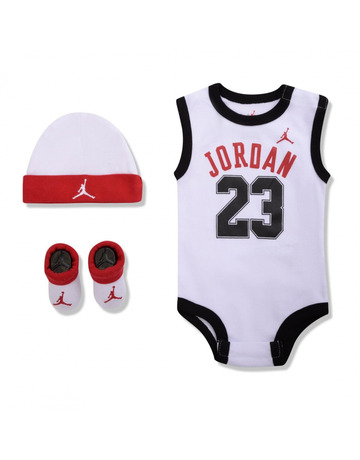 Jordan Infants J23 Jersey/hat/bodysuit/bootie 3 Piece Set "White"
