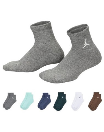 Jordan Kids JDB Everyday Essentials Ankle 6 PPack Socks "Oxidized Green"