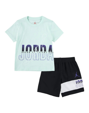 Conjunto Jordan Kids JDB Jumpman Wrap Logo Tee and Short Set "Black-Light Dew"