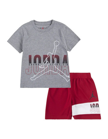 Conjunto Jordan Kids JDB Jumpman Wrap Logo Tee and Short Set "Gym red-Carbono"