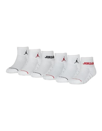 Jordan Kids Legend Quarter Socks 6 Pair "White"