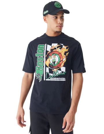 New Era NBA Boston Celtics Flame Print Oversized T-Shirt