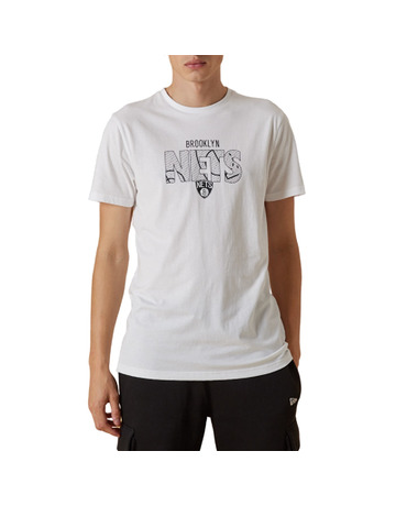 New Era NBA Brooklyn Nets Wordmark Court Infill T-Shirt "White"