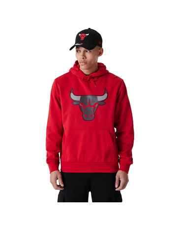 New Era NBA Chicago Bulls Logo Outline Pollover Hoodie "Red"