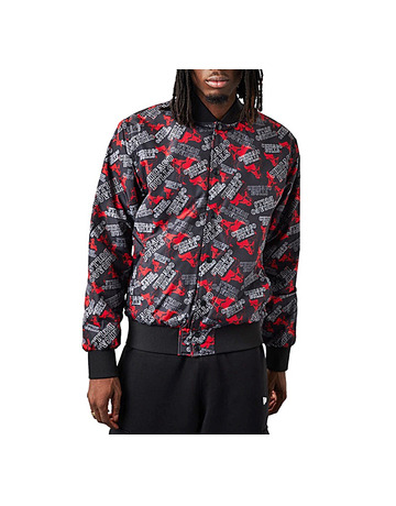 New Era Mens Chicago Bulls All Over Pattern Panel Track Jacket Top