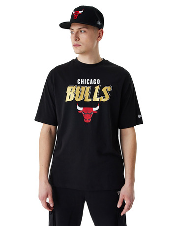 NEW ERA CHICAGO BULLS NBA SIDE LOGO BLACK T-SHIRT