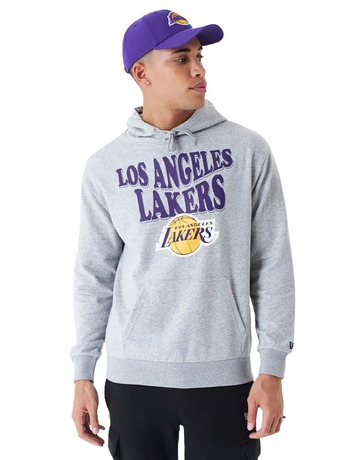 New Era NBA L.A Lakers Script Oversized Pullover Hoodie "Grey"