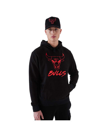New Era NBA Official Chicago Bulls Metallic Logo Hoodie "Black-Red"