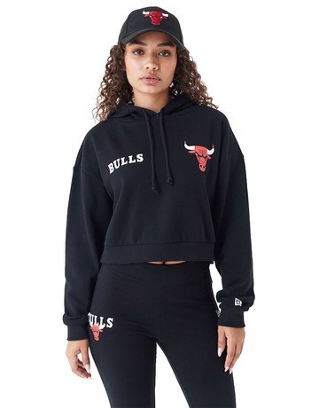 New Era NBA Womens Chicago Bulls Team Logo Crop Pullover Hoodie