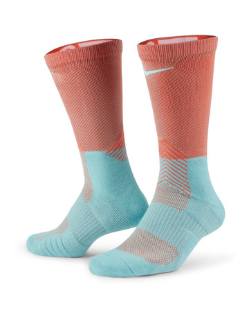 Nike Elite Crew Basketball Socks "Bright Coral/Copa/Silver"