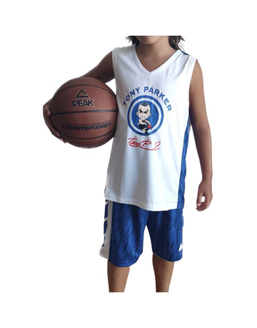 Equipación Junior Peak Sport Basketball Tony Parker Graphic "White-Blue"