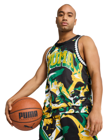 Puma Basketball Rival Rage AOP Mesh Tank "Archive Green-AOP
