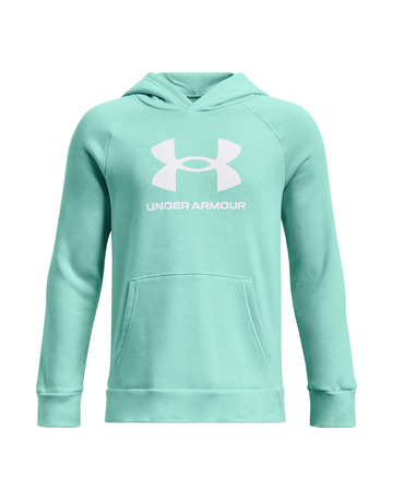 UA Boys' Rival Fleece Big Logo Hoodie "Neo Turquoise"