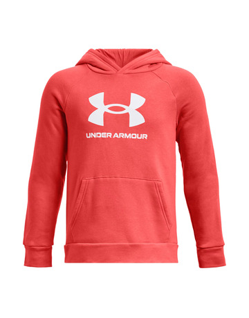 UA Boys' Rival Fleece Big Logo Hoodie "Venom Red"