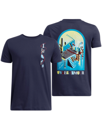 UA Boys´ UA Portal Logo Short Sleeve "Midnight Navy-Ether Blue"