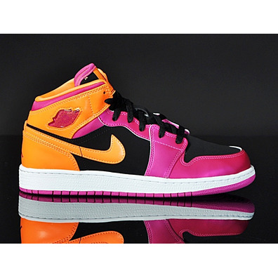 Air Jordan 1 Mid (GS) Niño (026/negro/rosa/citrus)