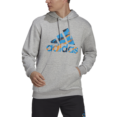 Adidas Essentials Fleece Camo-Print Hoodie "Medium Grey"