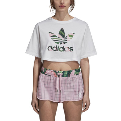 ADIDAS ORIGINALS CROP W "TROPICAL LEAF" (WHITE)