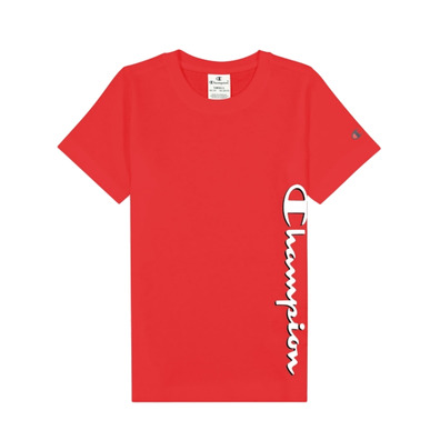 Champion Girls Legacy Script Logo Print T-Shirt "Red"