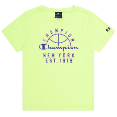 Champion Kids Sport Lifestyle Basketball T-Shirt Mesh Big Logo "Flour Geen Yellow"