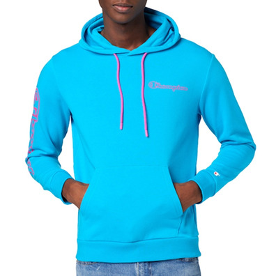 Champion Legacy Spray Neon Hooded Sweatshirt "Blue Cyan Flour"