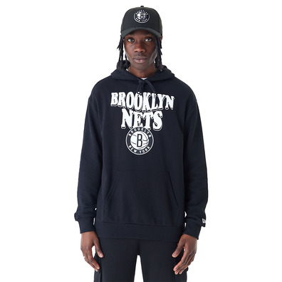 New Era NBA Brooklyn Nets Script Oversized Pullover Hoodie "Black"