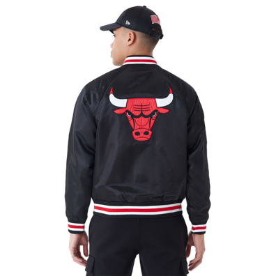 New Era NBA Chicago Bulls Applique Satin Bomber Jacket